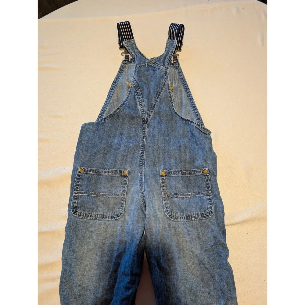 Gymboree Kids Boys Girls Denim Bib Overalls Light Wash Blue Size 5 Stripe Straps